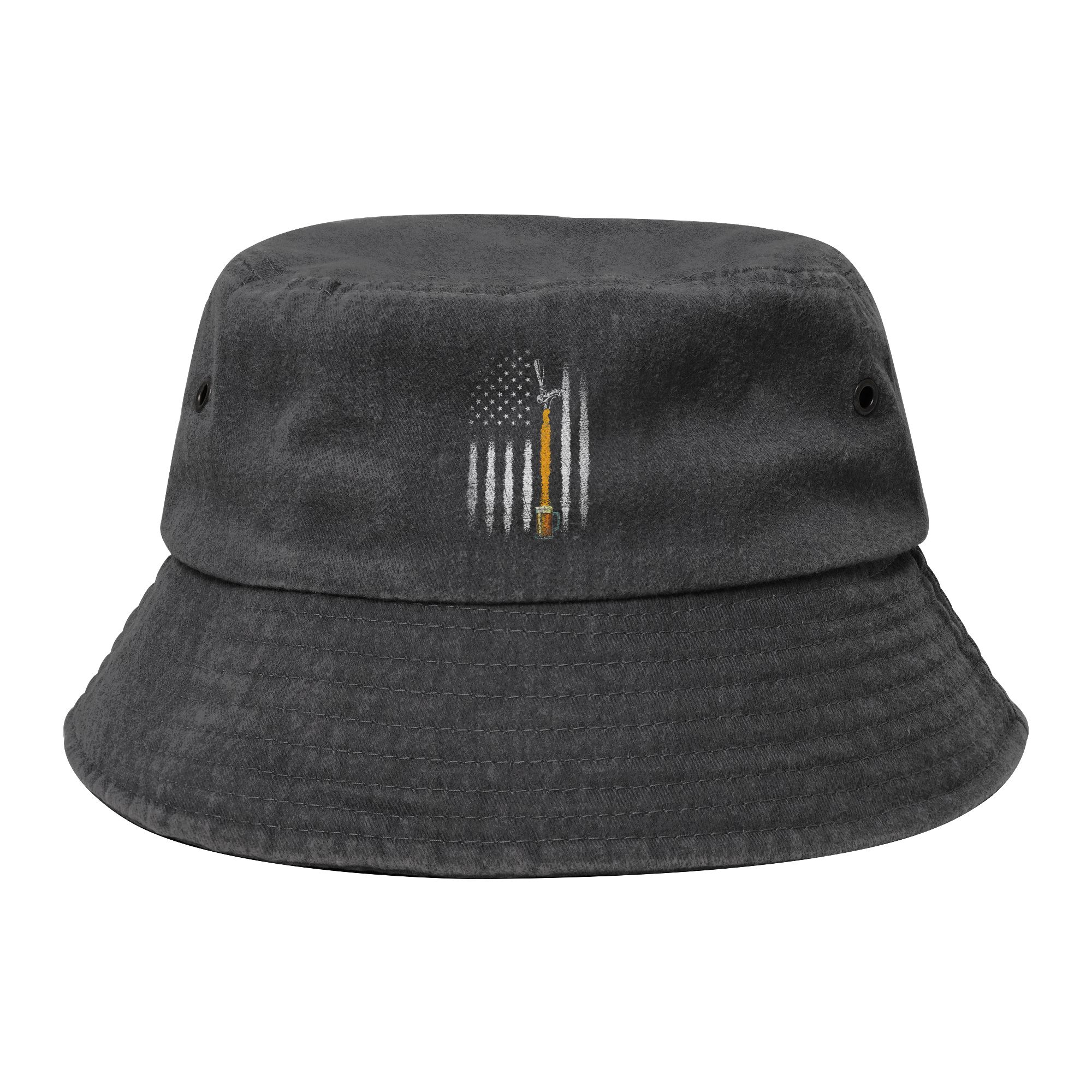 Outdoor Sport Usa - Chapeau Bob en Jean Vieilli Drapeau