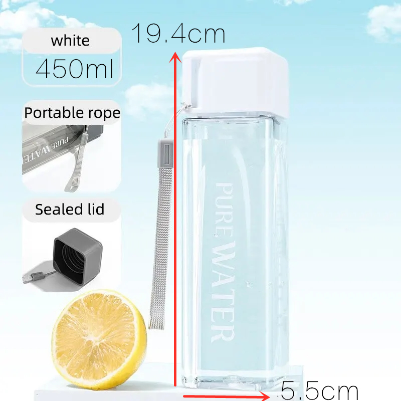 Verre à boire carré transparen - Outdoor Sport Glass Water Bottle avis et prix