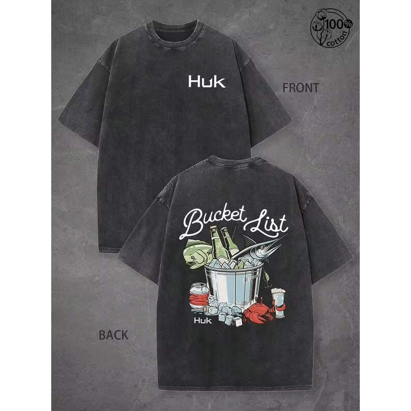 T-shirt graphique Huk Bucket L - Outdoor Sports List avis et prix